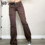 Bold Shade Solid Grunge Straight Jeans Fairy Grunge Fashion Low Waist Denim Pants Pockets Vintage Skinny Casual Pants Fall 2023