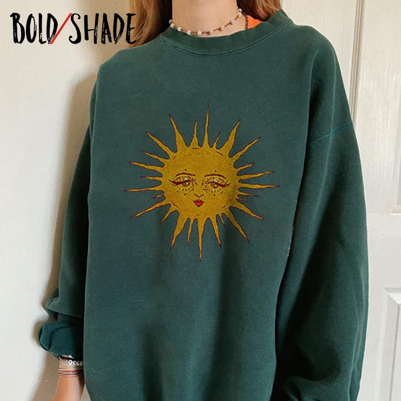 Bold Shade Goblincore 90s Indie Clothes Sweatshirt Crewneck Long Sleeve Print Fashion Hoodies Women Vintage  Style Sweatshirts