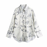 Ardm Fashion Floral Print Patchwork Blouses Women 2023 Vintage Long Sleeve Button-up Female Home Shirts Blusas Chic Tops Pajamas