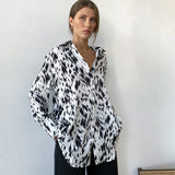 Y2K Print Leopard Blouse Woman Long Sleeve Turn Down Collar Slim Button Casual Shirt Spring Autumn Commute Sexy Top 2023 New