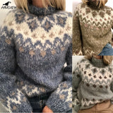 Christmas Gift HAASKEW 2023 Winter New Fashion Women's Sweater Turtleneck Knitted Sweater Jacquard Long Sleeve Loose Warm Casual Pullover Women