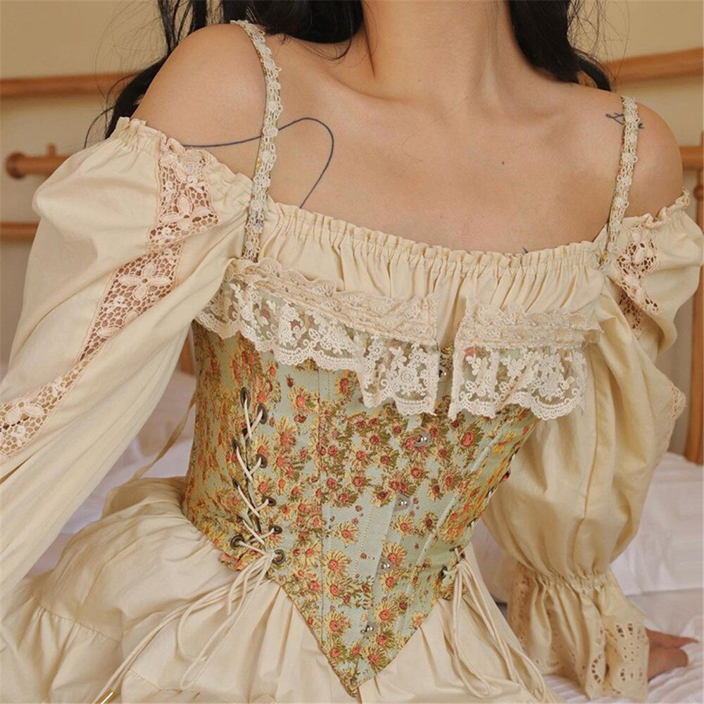Billlnai  2023 Atopos French Vintage Corset Crop Top Women Bandage Tube Tank Tops Summer Lace Patchwork Camis Female Vest Woman Outfits