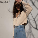 Christmas Gift Nadafair Korean Preppy Style Cropped Cardigan Sweater Women Autumn Casual Loose Short Winter Knitted Woman Sweaters Jumper
