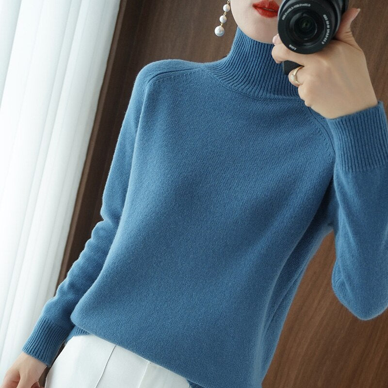 DY Turtleneck Cashmere sweater women winter cashmere jumpers knit female long sleeve thick loose pullover