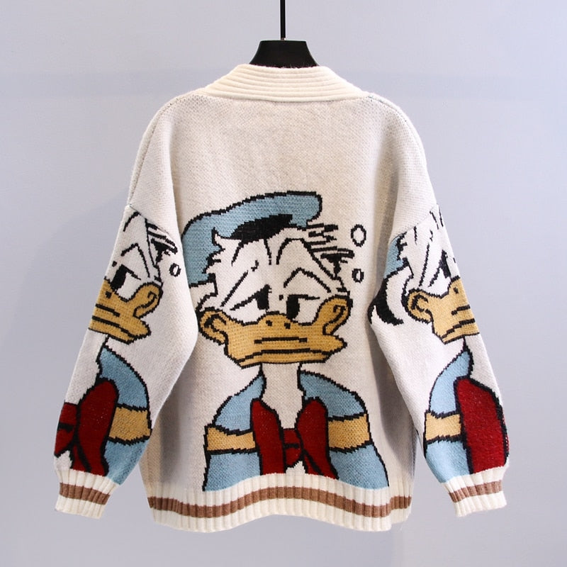Billlnai  2023  Japanese Vintage Cute Cartoon Embroidery Thick Knit Cardigans Korean Autumn Winter Cardigans  New Fashion Outwear Sweaters