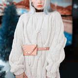 Billlnai Women Sweater 2023 Autumn Winter Loose Oversized Warm Twist Knitted Pullovers Fashion Solid Causal Tops Knitwear Sweet Jumper
