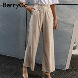 BerryGo Casual wide leg solid ladies long pants High street spring loose trousers Fashion office women pants steetwear 2023
