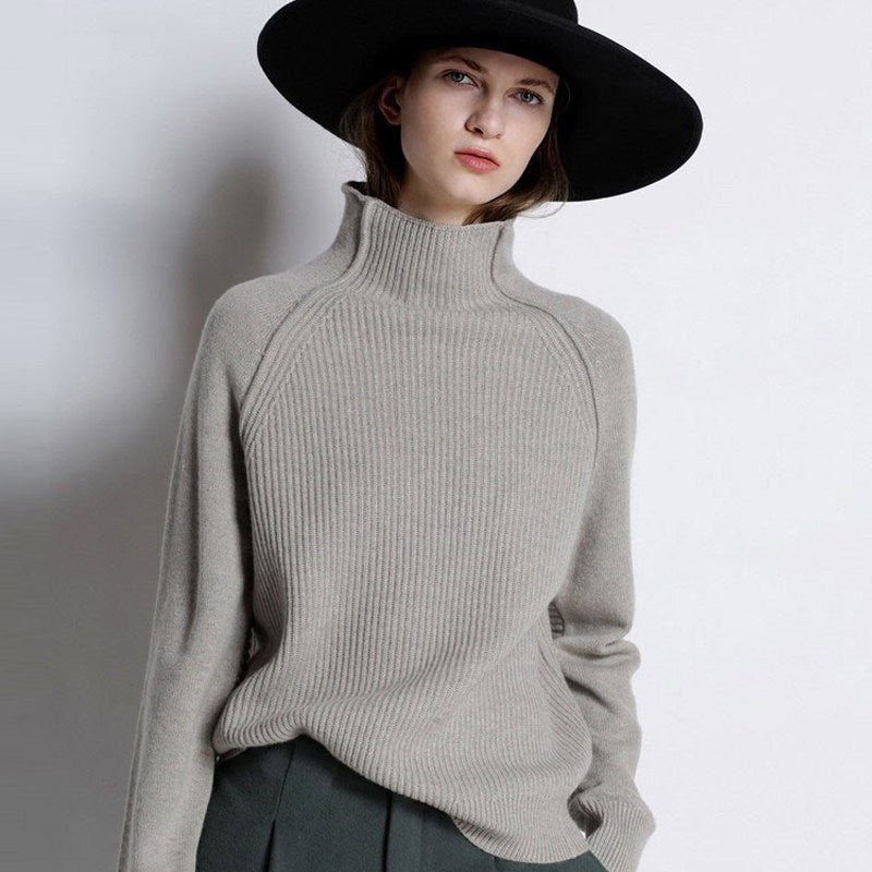 DY 2023 New Autumn Winter Girl's Clothes Women High-Collar Thickened Pullover Loose Sweater Large Size Knitted Wool Shirt