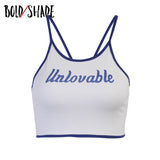 Bold Shade Early 90s Vintage Camisole Letter Print Grunge Indie Clothes Aesthetic Fashion Bodycon Crop Camis Top Basic Hot Party