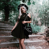Summer Gothic Chic Elegant Harajuku Black Women Mini Dresses Sexy Club Punk Mesh Moon Lace Strapless Female Goth Zipper Dress