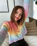 Billlnai Elegant Multi Color Tie-Dye Knitted Sweater Women Autumn Streetwear Oversized Pullover Female Fashion Stretch Jumper 2023