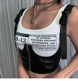 Billlnai Black Basic Punk Crop Tops women PU Leather Tank Tops Summer Wild Casual Camisole Mujer Stretch Slim Vest Summer New