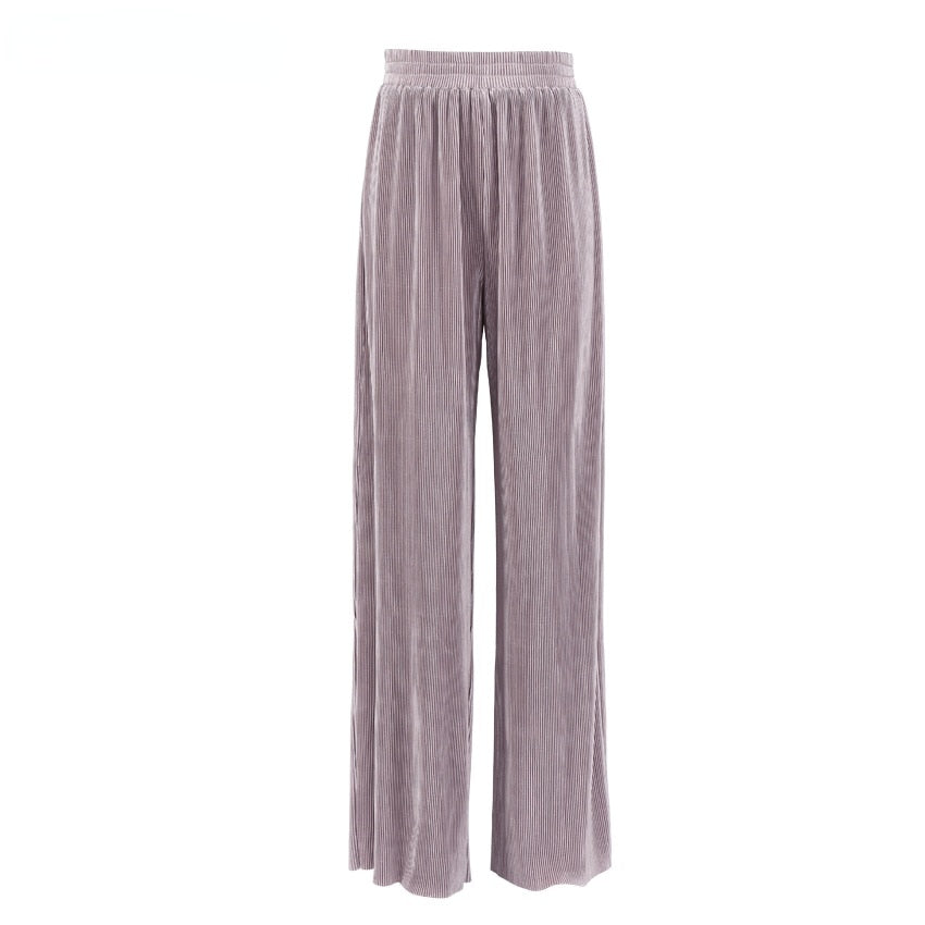 2023 Casual Loose Trousers Office Lady Elegant Long Palazzo Pants Mnealways Pleated Wide Leg Pants Womens Pants Fashion