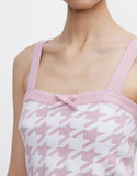 Billlnai Urban Revivo Bow Detail Geo Pattern Knitted Sleeveless Top Solid Crop Camis Tops Sexy Slim Knitting Female Tank Tops