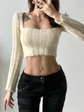 Billlnai  Long Sleeve Top Feminine Short Sweater Knit Tops Tight Waist New Hot Sexy Korean Women Pullovers 2023 DFD6