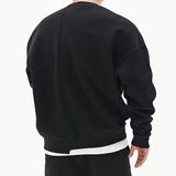 Billlnai -  Mens Patchwork Crew Neck Sweatshirt Lightweight Terry Long Sleeve Sweatshirts Leisure Sports Man Pullover Plus Size Male Tops