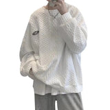 Billlnai - Korean Men Harajuku Sweatshirts Hip Hop Solid Color Basic O Neck Oversized Pullovers Autumn Fashion Casual Long Sleeve Tops