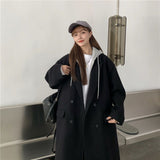Billlnai Thick Fake Two-Piece Woolen Coat 2023 Autumn And Winter New Female Korean Mid-Length Loose Big Cotton Woolen Coat Academy Style