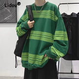 Billlnai - Spring Autumn Striped Y2K Harajuku Hip Hop Sweatshirts Man Oversized Casual Tops Long Sleeve Loose Pullover Streetwear Clothes