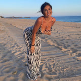 Backless Maxi Dress Summer Women Elegant Zebra Print Strap Slim Dresses Long Sexy Sleeveless Club Party Beach Dress 2023 Outfits