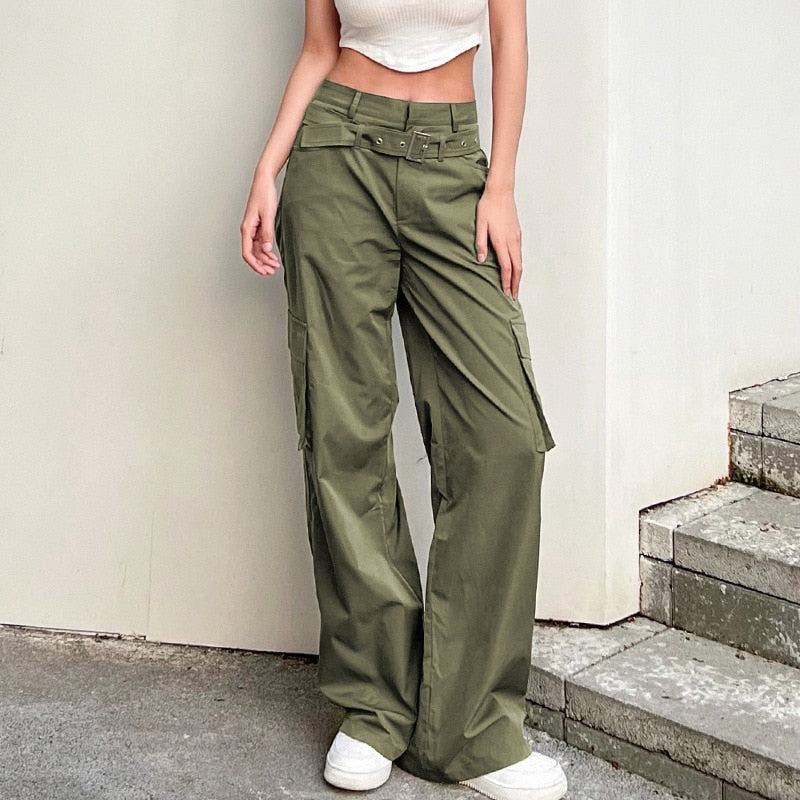 Women Cargo Pants Harem Pants Fashion Punk Pockets Jogger Trousers Harajuku  Elastics High Waist Streetwear (Asian size,please choose 1-2 size larger)