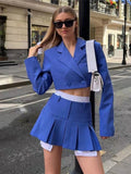 Thanksgiving Day Gifts Y2K Fashion Pink Crop Blazer + Pleated Mini Skirt 2 Peice Set Women 2023 Autumn Casual Business Ladies Suit High Street Outfit