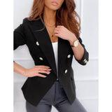 Billlnai Fashion Plus Size Women's Blazer Elegant Vintage Double-Breasted Female Blazers Formal Cardigan Pockets Work Office Lady Coat