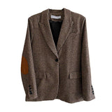 Billlnai Vintage Checked Blazer Women Splicing Plaid Jacket Advanced Temperament England Office Ladies Suit Coat 2023 Spring New