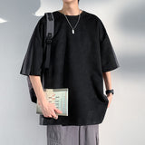 Billlnai - Japanese Style Trend Baggy Patchwork Short Sleeve Men's  Summer New Tshirt Casual Tops Male Harajuku Round Neck Tees