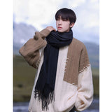 Billlnai -  Fashion O-Neck Spliced Loose Color Sweaters Men's Clothing Autumn Winter Oversized Knitted Casual Pullovers All-match Tops