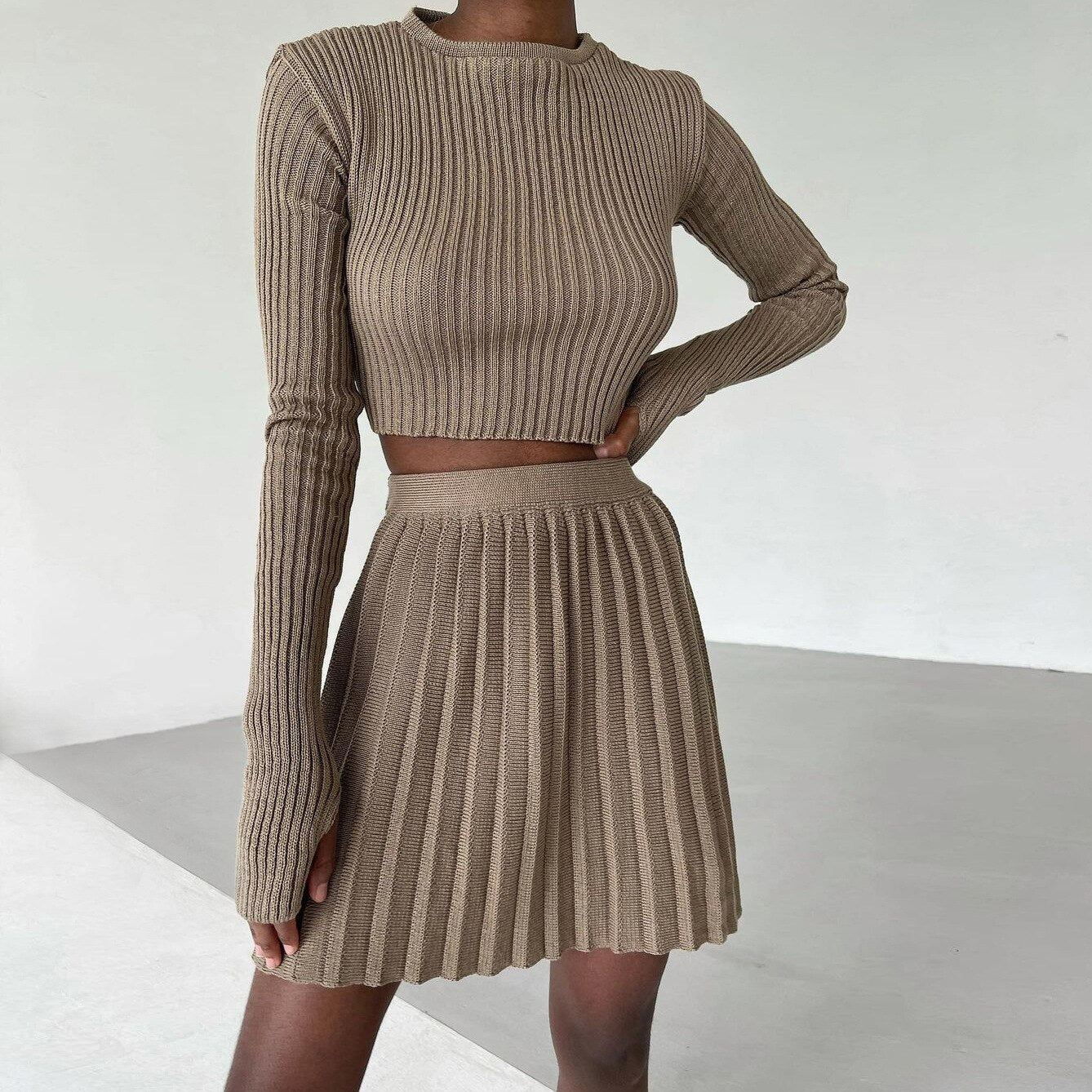 Billlnai  2023  Knit Sweater and Skirt Two Piece Set Sets Women Sweatsuits Velour Casual Streetwear Sexy Work Female Tracksuit Autumn Winter