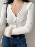 Billlnai Women Knitted Cardigans Sweater Fur Trim Collar Slim 2023 Autumn Winter Casual Cotton Jumpers Y2K Button Tops Outerwear Knitwear