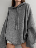 Billlnai Casual Oversize Gray Knitted Hooded Sweater Women 2023 Autumn Winter Fashion Long-Sleeved Loose Warm Pullovers Tops Streetwear