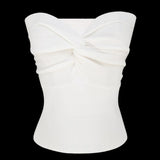Billlnai  Knit Tube Tops Women White Strapless Corset Tops Summer Basic Backless Off Shoulder Crop Top Bustier Casual Streetwear