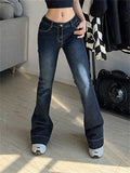 Billlnai Low Waisted Y2K Flare Jeans Aesthetic Retro 2000S Cute Denim Sweatpants Streetwear Fashion Harajuku Casual Capris Cuteandpsycho