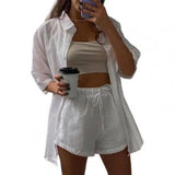 Billlnai 2023 Graduation party  1 Set Woman Tracksuit Blazer Top Drawstring Shorts Set Solid Color Summer Single-breasted Lapel Casual Outwear Short Suits