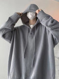 Billlnai - Hood Sweater Men's Winter Loose Chic Idle Sle Retro Knit Solid Outerwear Teenagers Fashion Trendy Warm Man Clothing