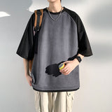 Billlnai - Summer New Baggy Short Sleeved Suede Men's T-shirt  Versatile Color Matching Casual Tshirt Tops Male Trend Y2k Tees