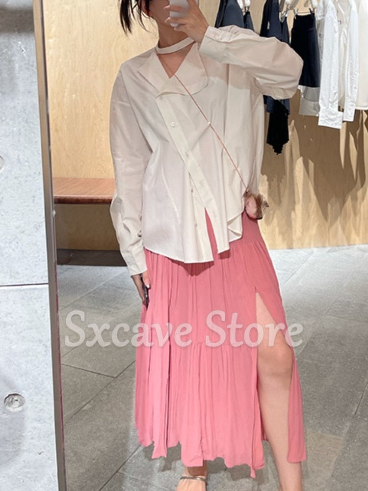 Billlnai Elegant Fashion Y2k Shirts Women Basic 2023 Summer Casual Design Loose Blouse Thin Korean Long Sleeve Tops Office Ladies Outwear