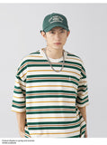 Billlnai -  Spring Summer Fashion Solid Casual Men's Loose Tess Sporty Cool Boys Soft College Style Pullover Striped Knitted Top Unisex