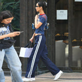 Billlnai Back to school Y2K Side Striped Cargo Pants Baggy Low Waist Sweatpants Women Retro Streetwear Harajuku Casual Joggers Korean Outfits