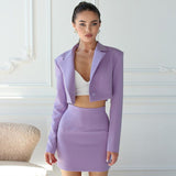 Thanksgiving Day Gifts Blazer Skirt Suit Womens Dress Suit Autumn Two Piece Sets Blazer Coats Mini Skirts Elegant Ladies 2 Piece Outfits Casual
