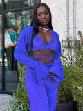 Black Friday Big Sales Elegant V-Neck Ruffle Long Sleeve Lace Up Neon Crop Top High Waist Pant Matching Suit Women 2023 Y2K Ruched Club Streetwear