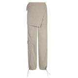 Billlnai  Drawstring Low Waist Y2K Skirt Cargo Pants Pockets Design Streetwear Joggers Womens Vintage Casual Hippie Sweatpants