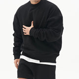 Billlnai -  Mens Patchwork Crew Neck Sweatshirt Lightweight Terry Long Sleeve Sweatshirts Leisure Sports Man Pullover Plus Size Male Tops