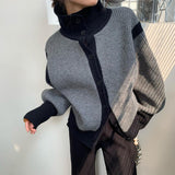 Autumn Knitted Cardigans Women Long Sleeve Contrast Button Sweater Tops 2023 Autumn Winter White Warm Sweater High Street