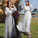 Billlnai  NEW White Maxi Women Dress with Veil Spring Summer Runway 2023 Y2k Long Sleeve Ethnic Dress Elegant Vacation Party Dresses