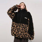 Billlnai Leopard Lamb H Jacket For Women Student Korean Winter New Harajuku Thickened Splicing Padded Coat High Street Punk Jackets