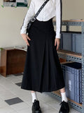 Billlnai   Irregular Long Skirt Women Vintage Y2K High Waist A-line Patchwork Pleated Skirt School Casual 90s Streetwear Summer