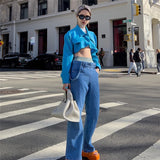 Autumn Crop Jackets Women Blouses Turn-down Collar Buttons Navel Costs High Street Casual Cardigans Y2K Tops Shirts 2023